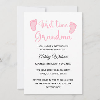 Invitación Baby Girl Shower First Time Grandma