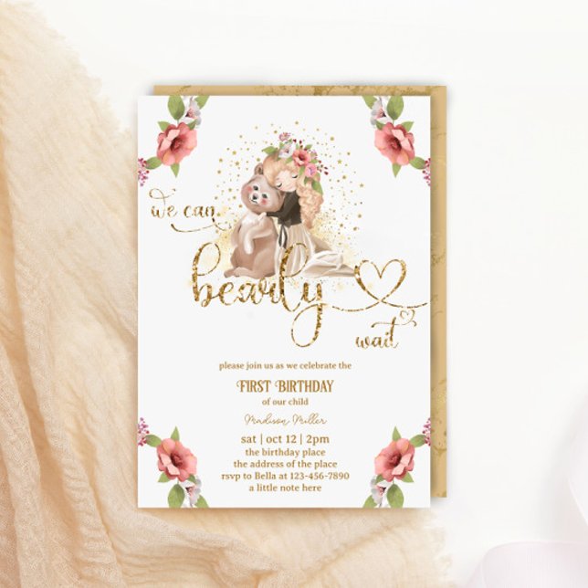 Invitación Baby Girl Teddy Bear Primera fiesta de cumpleaños (Subido por el creador)