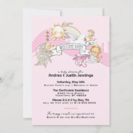 Invitación Baby Girl Watercolor Pink Baby Shower