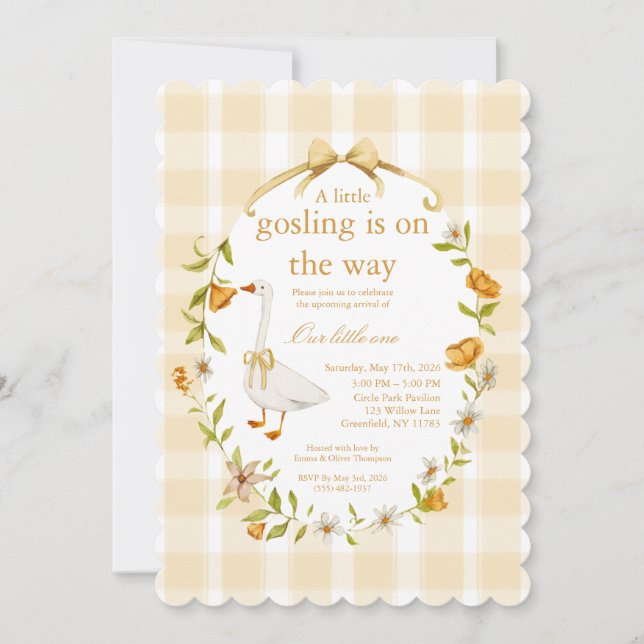 Invitación baby gosling yellow- neutral gender (Anverso)