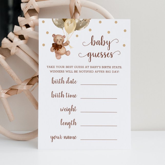 Invitación Baby Guesses Game Baby Shower Teddy Bear Card (Subido por el creador)