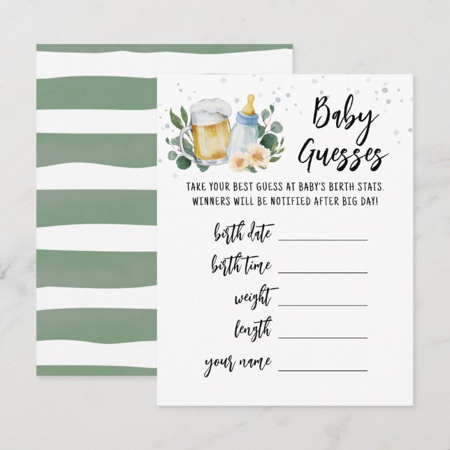 Invitación Baby Guesses Predictions Baby Is Brewing card (Anverso / Reverso)