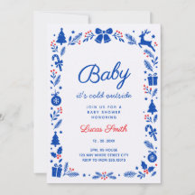 Baby hace frío afuera azul invierno baby shower
