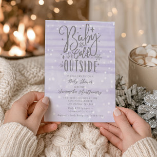 Invitación Baby hace frío afuera, baby shower de lavanda