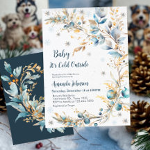 Baby hace frío afuera Baby Shower Navy Gold