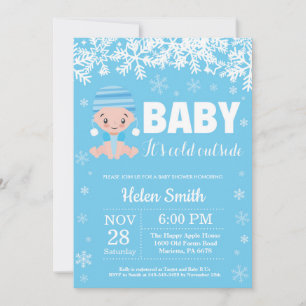Invitación Baby hace frío afuera Cumpleaños azul de invierno