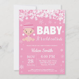 Invitación Baby hace frío afuera Cumpleaños de niña rosa de i