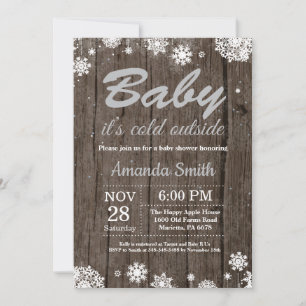Invitación Baby hace frío afuera Ducha de bebé rústica de inv