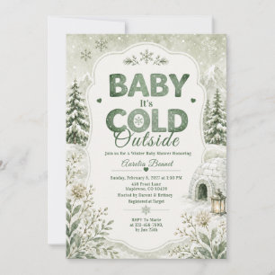 Invitación Baby hace frío afuera Fiesta de Baby Shower verde