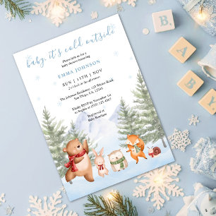 Invitación Baby hace frío afuera Fiesta de Bebé Bosque de Inv