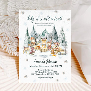 Invitación Baby hace frío afuera Fiesta de Bebé Bosque de Inv