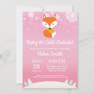 Invitación Baby hace frío afuera Fiesta de bebé niña Zorra de