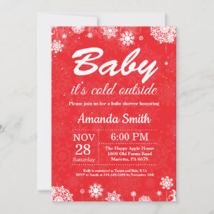Invitación Baby hace frío afuera Fiesta de bebé roja de invie