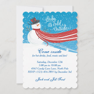 Invitación Baby hace frío afuera fiesta de Navidad del muñeco