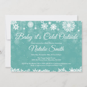 Invitación Baby hace frío afuera Invierno Aqua Baby Shower
