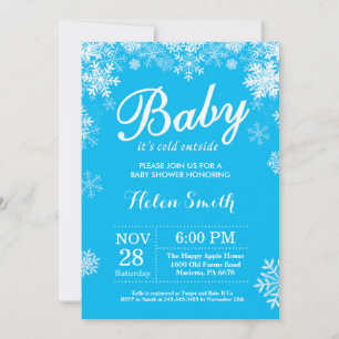 Invitación Baby hace frío afuera Invierno Azul Niño Shower de