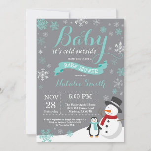 Invitación Baby hace frío afuera Invierno Baby Shower Aqua