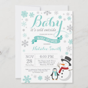 Invitación Baby hace frío afuera Invierno Baby Shower Auqa