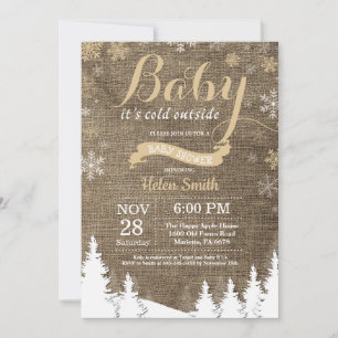 Invitación Baby hace frío afuera Invierno Dorado Baby Shower