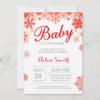 Baby hace frío afuera Invierno Rojo Baby Shower