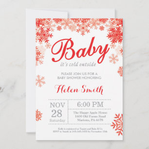 Invitación Baby hace frío afuera Invierno Rojo Baby Shower