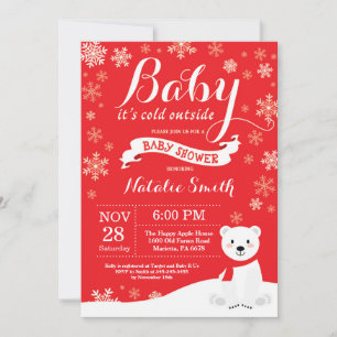 Invitación Baby hace frío afuera Invierno Rojo Baby Shower Ro