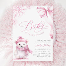 Baby hace frío afuera Pink Bear Baby Shower
