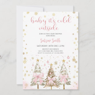 Invitación Baby hace frío afuera Pink Bow Baby Shower
