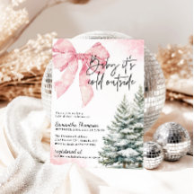 Baby hace frío afuera Pink Bow Invierno Ducha