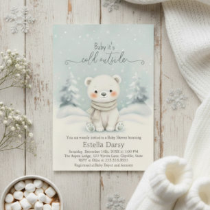 Invitación Baby hace frío afuera Polar Bear Baby Shower
