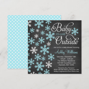 Invitación Baby hace frío afuera Tiza Azul Baby Shower