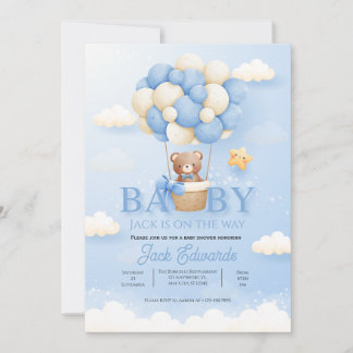 Invitación Baby Hot Air Balloon Watercolor Shower Art