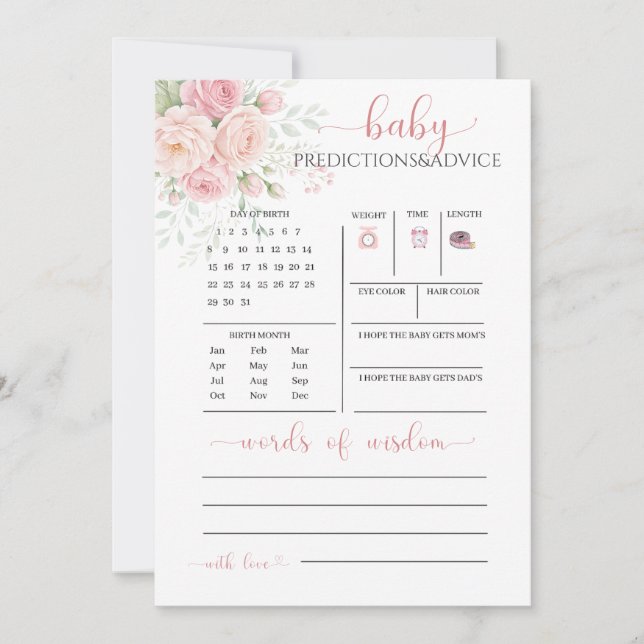Invitación Baby in bloom | baby predictions and advice card (Anverso)