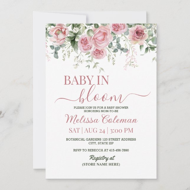 Invitación  Baby In Bloom Baby Shower  (Anverso)
