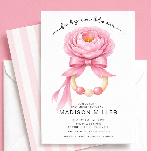 Invitación Baby in Bloom Baby Shower Invitation Girl Pink (Subido por el creador)