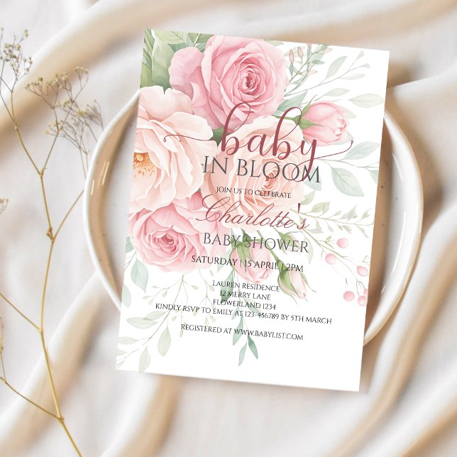 Invitación Baby in bloom | baby shower invitation template (Subido por el creador)