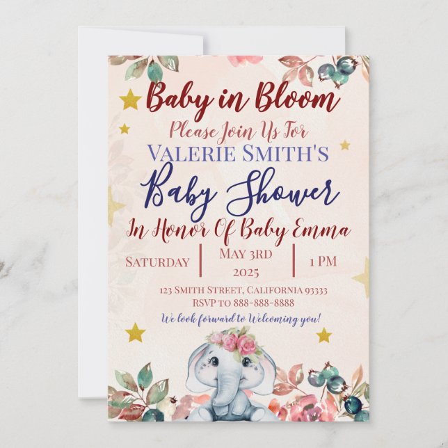 Invitación Baby In Bloom Baby Shower Invitations! (Anverso)