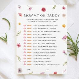 Invitación Baby in Bloom Baby Shower Mommy or Daddy Game Card