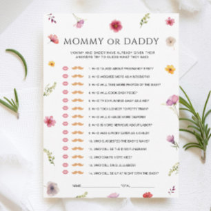 Invitación Baby in Bloom Baby Shower Mommy or Daddy Game Card