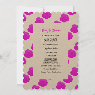 Invitación Baby In Bloom Baby Shower Pink Purple Kraft Cuto