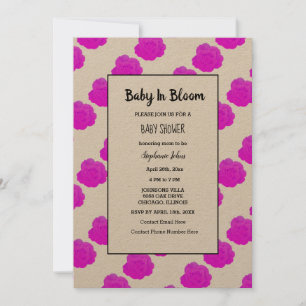 Invitación Baby In Bloom Baby Shower Purple Pink Kraft Cuto