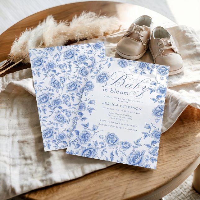 Invitación Baby In Bloom Blue Chinoiserie Baby Shower (Subido por el creador)