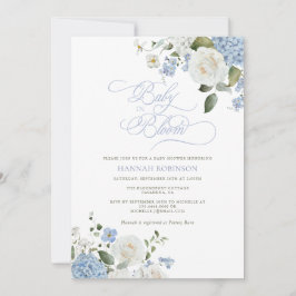 Invitación Baby in Bloom Blue Hydrangea Baby Shower Invite
