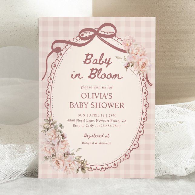Invitación Baby in Bloom Blush Pink Floral Girl Baby Shower (Subido por el creador)