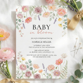 Invitación Baby In Bloom Blush & Teal Spring Floral Shower 