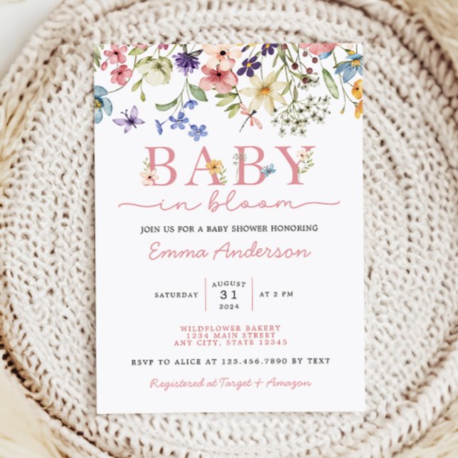 Invitación Baby In Bloom Boho Wildflower Baby Shower (Subido por el creador)