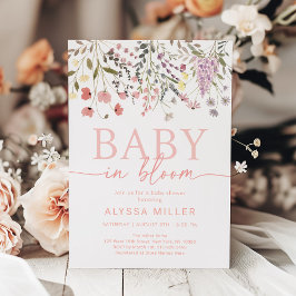 Invitación Baby In Bloom Boho Wildflower Baby Shower