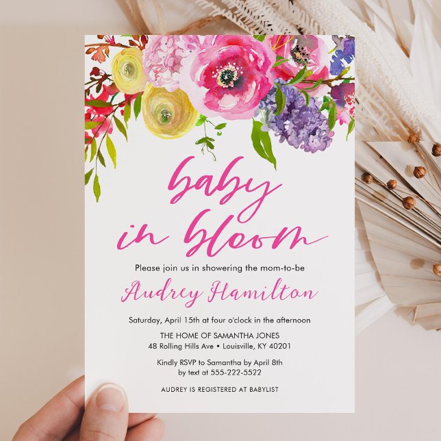 Invitación Baby In Bloom Bold Floral Baby Shower (Subido por el creador)