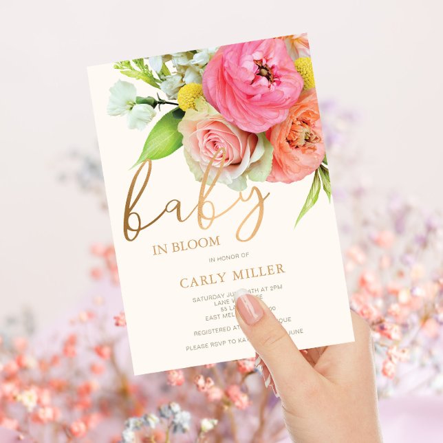 Invitación Baby In Bloom Bold Floral Baby Shower (Subido por el creador)