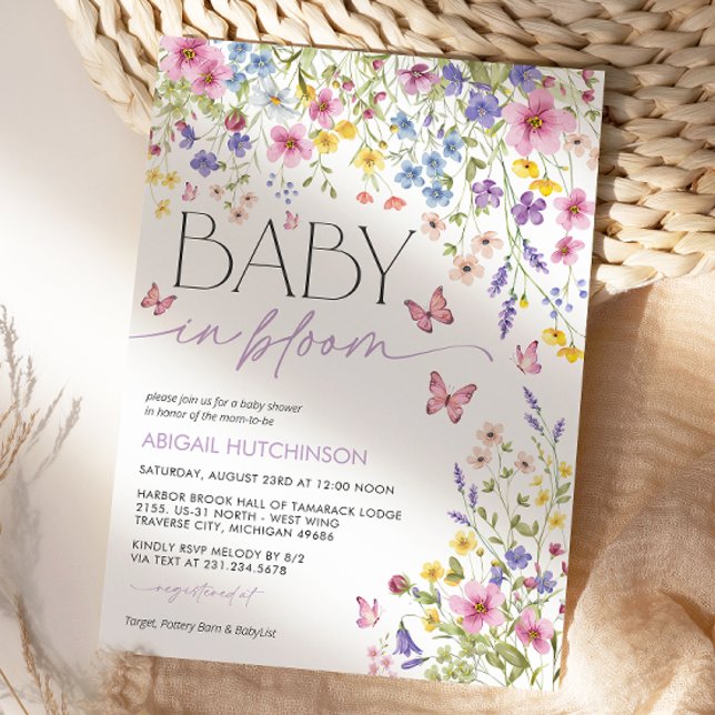 Invitación Baby in Bloom Butterfly Baby Shower (Baby in Bloom Butterfly Wildflower Baby Shower Invitation)